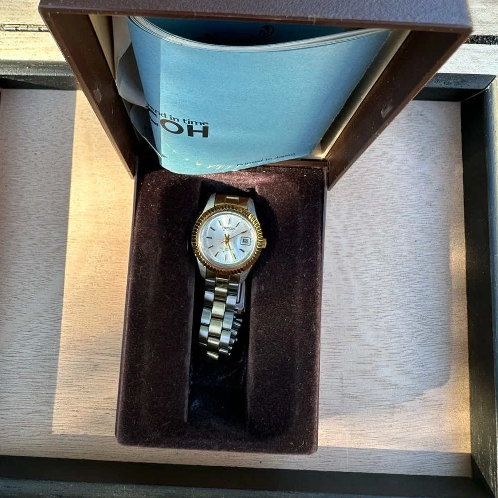 Flawless Vintage Ricoh Two-Tone Automatic Watch With Original Box
